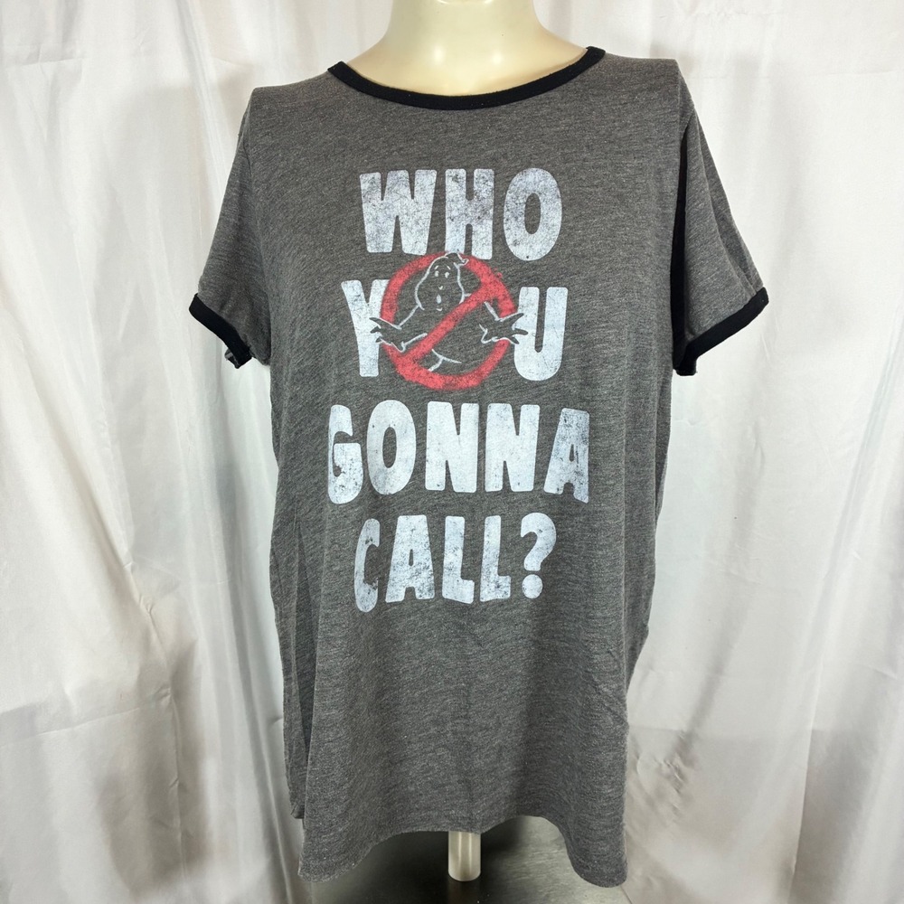 Ghostbusters Who You Gonna Call Graphic Ringer Tee Heather Grey Black Size 1